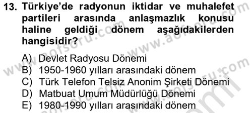 Medya ve Reklam Dersi 2013 - 2014 Yılı Tek Ders Sınav Soruları 13. Soru