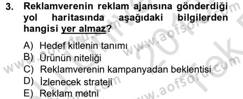 Medya ve Reklam Dersi 2013 - 2014 Yılı Tek Ders Sınav Soruları 3. Soru