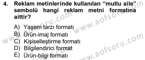 Medya ve Reklam Dersi 2013 - 2014 Yılı Tek Ders Sınav Soruları 4. Soru
