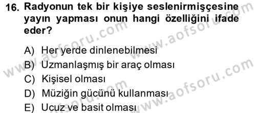 Medya ve Reklam Dersi 2014 - 2015 Yılı (Vize) Ara Sınav Soruları 16. Soru