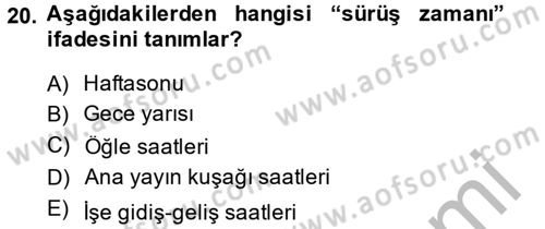 Medya ve Reklam Dersi 2014 - 2015 Yılı (Vize) Ara Sınav Soruları 20. Soru
