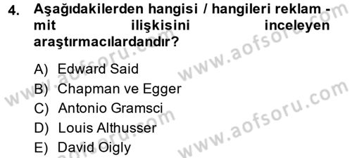 Medya ve Reklam Dersi 2014 - 2015 Yılı (Vize) Ara Sınav Soruları 4. Soru