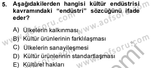 Medya ve Reklam Dersi 2014 - 2015 Yılı (Vize) Ara Sınav Soruları 5. Soru