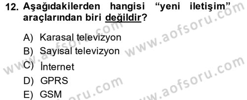 Medya ve Reklam Dersi 2014 - 2015 Yılı (Final) Dönem Sonu Sınav Soruları 12. Soru
