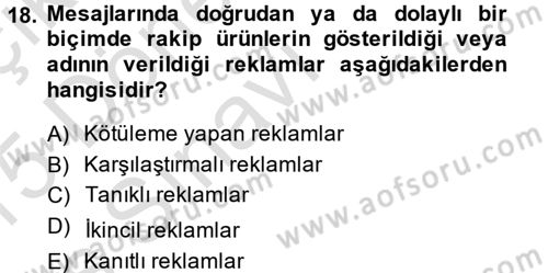 Medya ve Reklam Dersi 2014 - 2015 Yılı Tek Ders Sınav Soruları 18. Soru