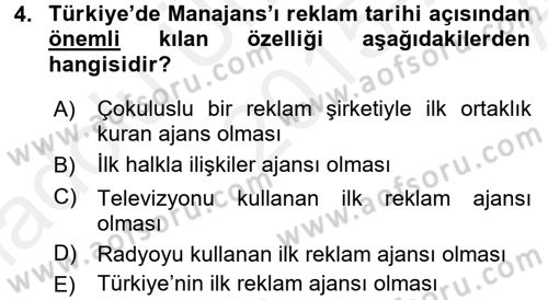 Medya ve Reklam Dersi 2015 - 2016 Yılı (Vize) Ara Sınav Soruları 4. Soru