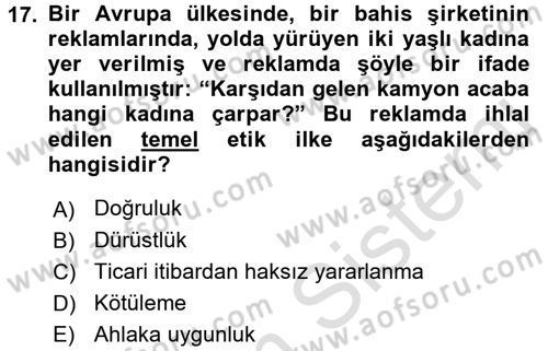 Medya ve Reklam Dersi 2015 - 2016 Yılı (Final) Dönem Sonu Sınav Soruları 17. Soru