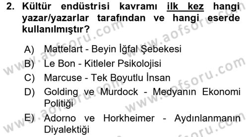 Medya ve Reklam Dersi 2015 - 2016 Yılı (Final) Dönem Sonu Sınav Soruları 2. Soru