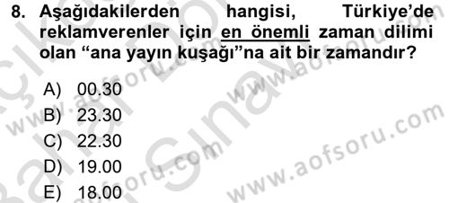 Medya ve Reklam Dersi 2015 - 2016 Yılı (Final) Dönem Sonu Sınav Soruları 8. Soru