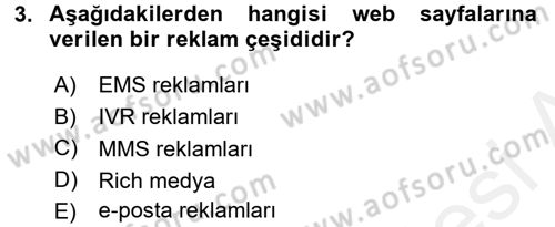 Medya ve Reklam Dersi 2015 - 2016 Yılı Tek Ders Sınav Soruları 3. Soru
