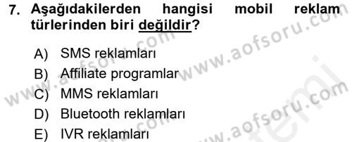 Medya ve Reklam Dersi 2015 - 2016 Yılı Tek Ders Sınav Soruları 7. Soru