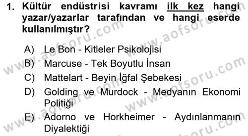 Medya ve Reklam Dersi 2016 - 2017 Yılı 3 Ders Sınav Soruları 1. Soru