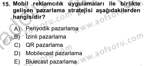 Medya ve Reklam Dersi 2016 - 2017 Yılı 3 Ders Sınav Soruları 15. Soru