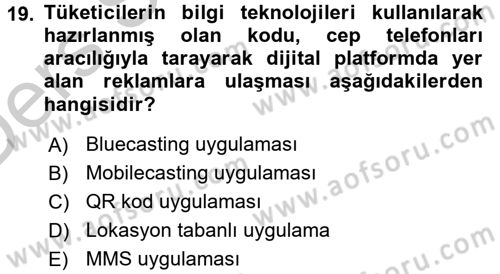Medya ve Reklam Dersi 2016 - 2017 Yılı 3 Ders Sınav Soruları 19. Soru