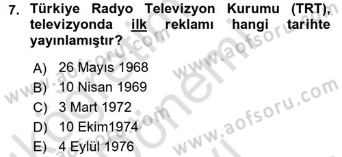 Medya ve Reklam Dersi 2016 - 2017 Yılı (Final) Dönem Sonu Sınav Soruları 7. Soru