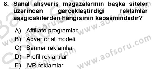 Medya ve Reklam Dersi 2016 - 2017 Yılı (Final) Dönem Sonu Sınav Soruları 8. Soru