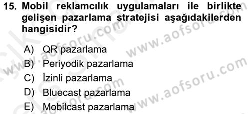 Medya ve Reklam Dersi 2017 - 2018 Yılı 3 Ders Sınavı 15. Soru