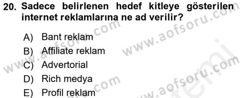 Medya ve Reklam Dersi 2017 - 2018 Yılı 3 Ders Sınav Soruları 20. Soru