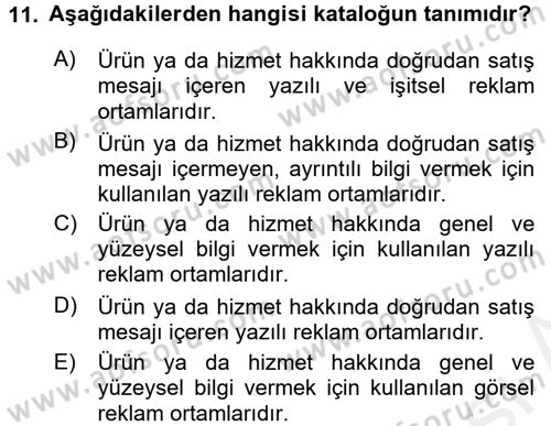 Medya ve Reklam Dersi 2017 - 2018 Yılı (Vize) Ara Sınav Soruları 11. Soru