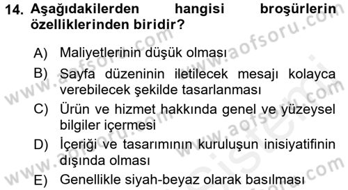 Medya ve Reklam Dersi 2017 - 2018 Yılı (Vize) Ara Sınav Soruları 14. Soru