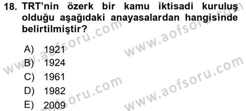 Medya ve Reklam Dersi 2017 - 2018 Yılı (Vize) Ara Sınav Soruları 18. Soru