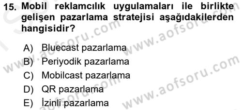 Medya ve Reklam Dersi 2017 - 2018 Yılı (Final) Dönem Sonu Sınav Soruları 15. Soru
