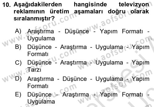 Medya ve Reklam Dersi 2018 - 2019 Yılı 3 Ders Sınav Soruları 10. Soru
