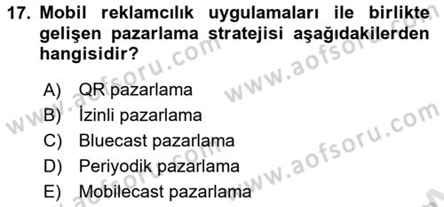 Medya ve Reklam Dersi 2018 - 2019 Yılı 3 Ders Sınav Soruları 17. Soru