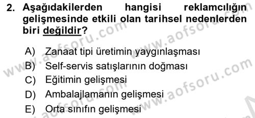 Medya ve Reklam Dersi 2018 - 2019 Yılı 3 Ders Sınav Soruları 2. Soru