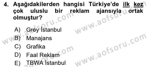 Medya ve Reklam Dersi 2018 - 2019 Yılı 3 Ders Sınav Soruları 4. Soru