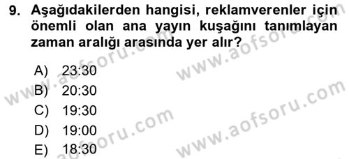 Medya ve Reklam Dersi 2018 - 2019 Yılı 3 Ders Sınav Soruları 9. Soru