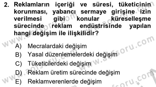 Medya ve Reklam Dersi 2018 - 2019 Yılı Yaz Okulu Sınav Soruları 2. Soru