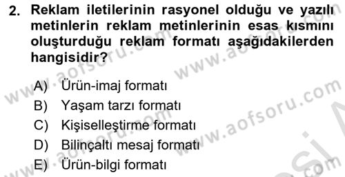 Medya ve Reklam Dersi 2020 - 2021 Yılı Yaz Okulu Sınav Soruları 2. Soru