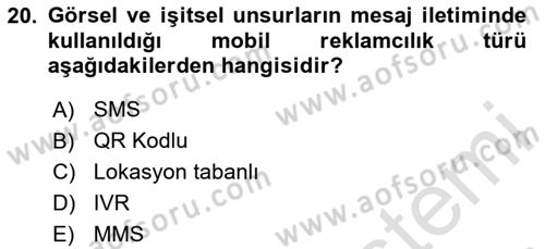 Medya ve Reklam Dersi 2020 - 2021 Yılı Yaz Okulu Sınav Soruları 20. Soru