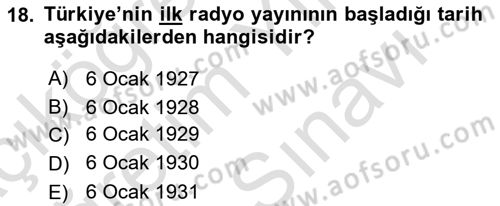 Medya ve Reklam Dersi 2021 - 2022 Yılı (Vize) Ara Sınav Soruları 18. Soru