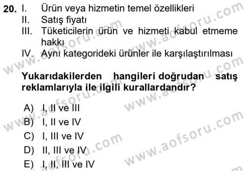 Medya ve Reklam Dersi 2021 - 2022 Yılı (Final) Dönem Sonu Sınav Soruları 20. Soru