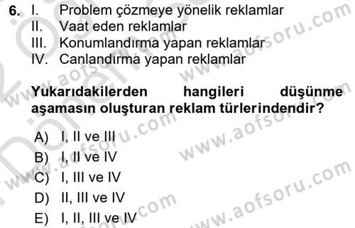 Medya ve Reklam Dersi 2021 - 2022 Yılı (Final) Dönem Sonu Sınav Soruları 6. Soru