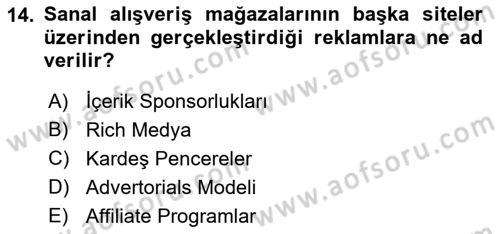Medya ve Reklam Dersi 2021 - 2022 Yılı Yaz Okulu Sınav Soruları 14. Soru