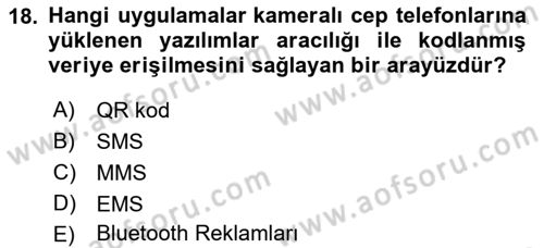 Medya ve Reklam Dersi 2021 - 2022 Yılı Yaz Okulu Sınav Soruları 18. Soru
