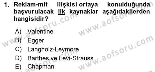 Medya ve Reklam Dersi 2022 - 2023 Yılı Yaz Okulu Sınav Soruları 1. Soru