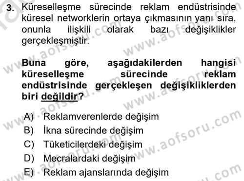 Medya ve Reklam Dersi 2022 - 2023 Yılı Yaz Okulu Sınav Soruları 3. Soru