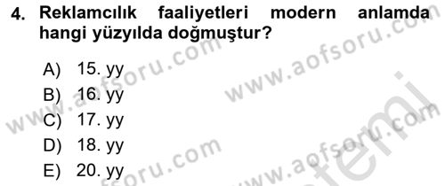 Medya ve Reklam Dersi 2022 - 2023 Yılı Yaz Okulu Sınav Soruları 4. Soru