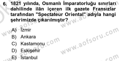 Medya ve Reklam Dersi 2022 - 2023 Yılı Yaz Okulu Sınav Soruları 6. Soru