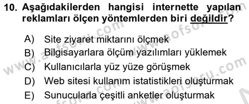 Medya ve Reklam Dersi 2023 - 2024 Yılı (Final) Dönem Sonu Sınav Soruları 10. Soru