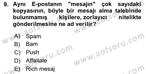 Medya ve Reklam Dersi 2023 - 2024 Yılı (Final) Dönem Sonu Sınav Soruları 9. Soru