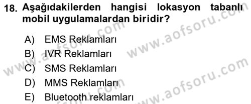 Medya ve Reklam Dersi 2023 - 2024 Yılı Yaz Okulu Sınav Soruları 18. Soru