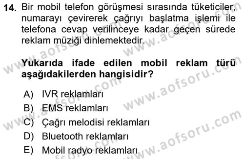 Medya ve Reklam Dersi 2024 - 2025 Yılı (Final) Dönem Sonu Sınav Soruları 14. Soru