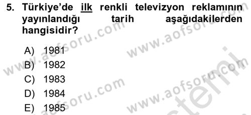 Medya ve Reklam Dersi 2024 - 2025 Yılı (Final) Dönem Sonu Sınav Soruları 5. Soru