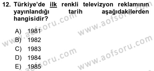 Medya ve Reklam Dersi 2024 - 2025 Yılı Yaz Okulu Sınav Soruları 12. Soru