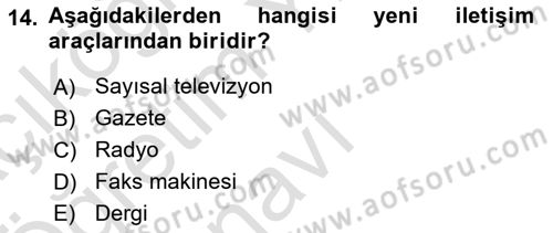 Medya ve Reklam Dersi 2024 - 2025 Yılı Yaz Okulu Sınav Soruları 14. Soru